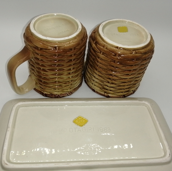 VTG Otigiri Basket Weave Sugar/Creamer/Butter Set - Picture 16 of 16